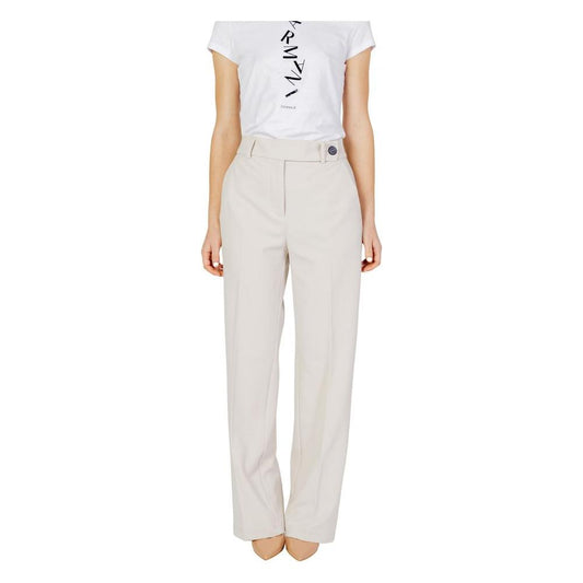 Women's beige cigarette pants, spring/summer collection, made of 98% polyester and 2% elastane, stylish and comfortable fit.