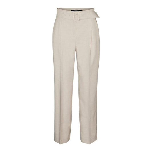 Women's Vero Moda gray polyester trousers for spring/summer collection, featuring a regular fit and high-quality composition.