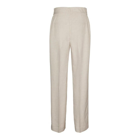Vero Moda women's regular trousers - beige polyester pants for spring/summer collection.