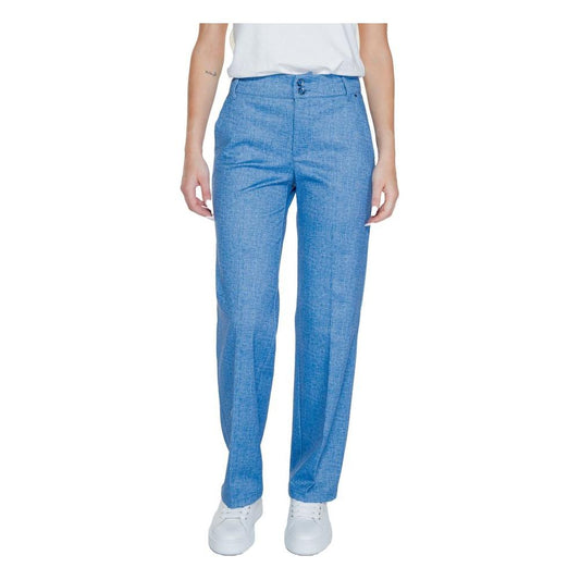 Women's blue palazzo pants by Street One, made of polyester blend for spring/summer collection.