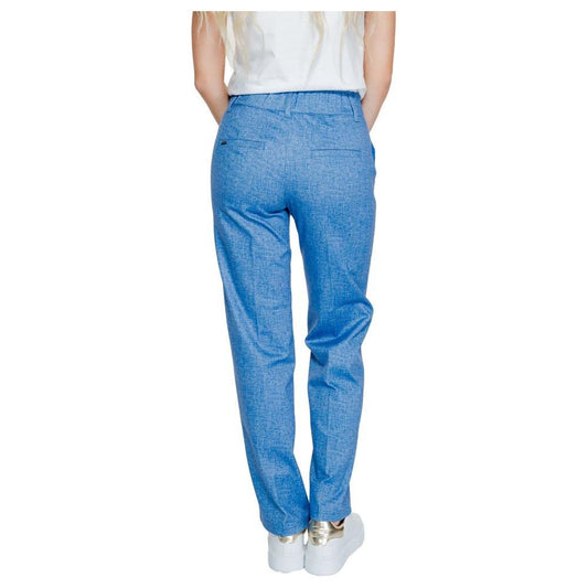 Back view of Street One blue women's palazzo pants, spring/summer collection, made of polyester, viskóza, and elastane.