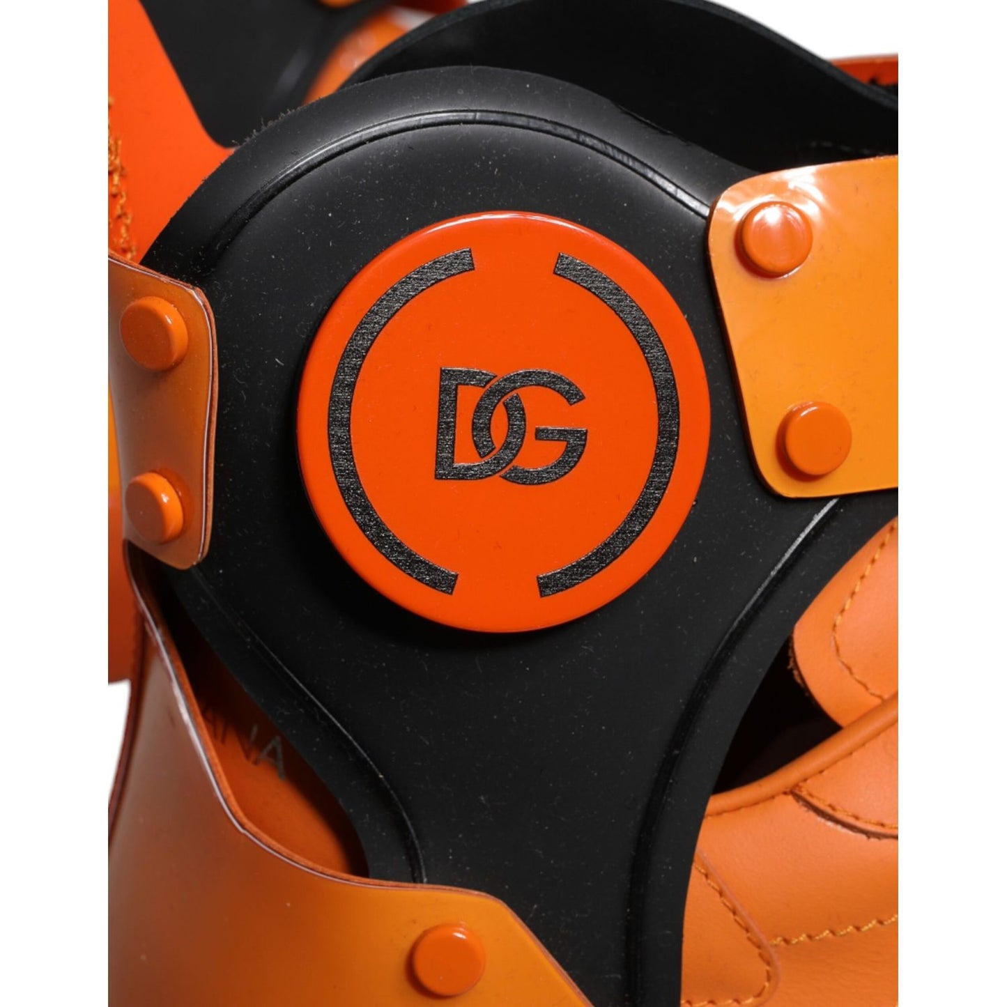 Dolce & Gabbana Orange Multi Panel Chunky High Top Sneakers Shoes