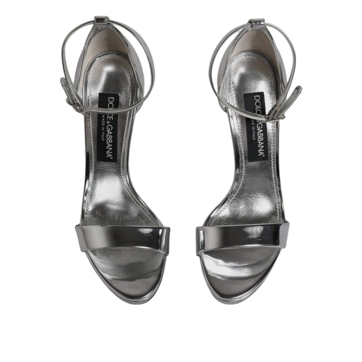 Dolce & Gabbana Silver KEIRA Heels Ankle Strap Sandals Shoes