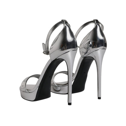Dolce & Gabbana Silver KEIRA Heels Ankle Strap Sandals Shoes