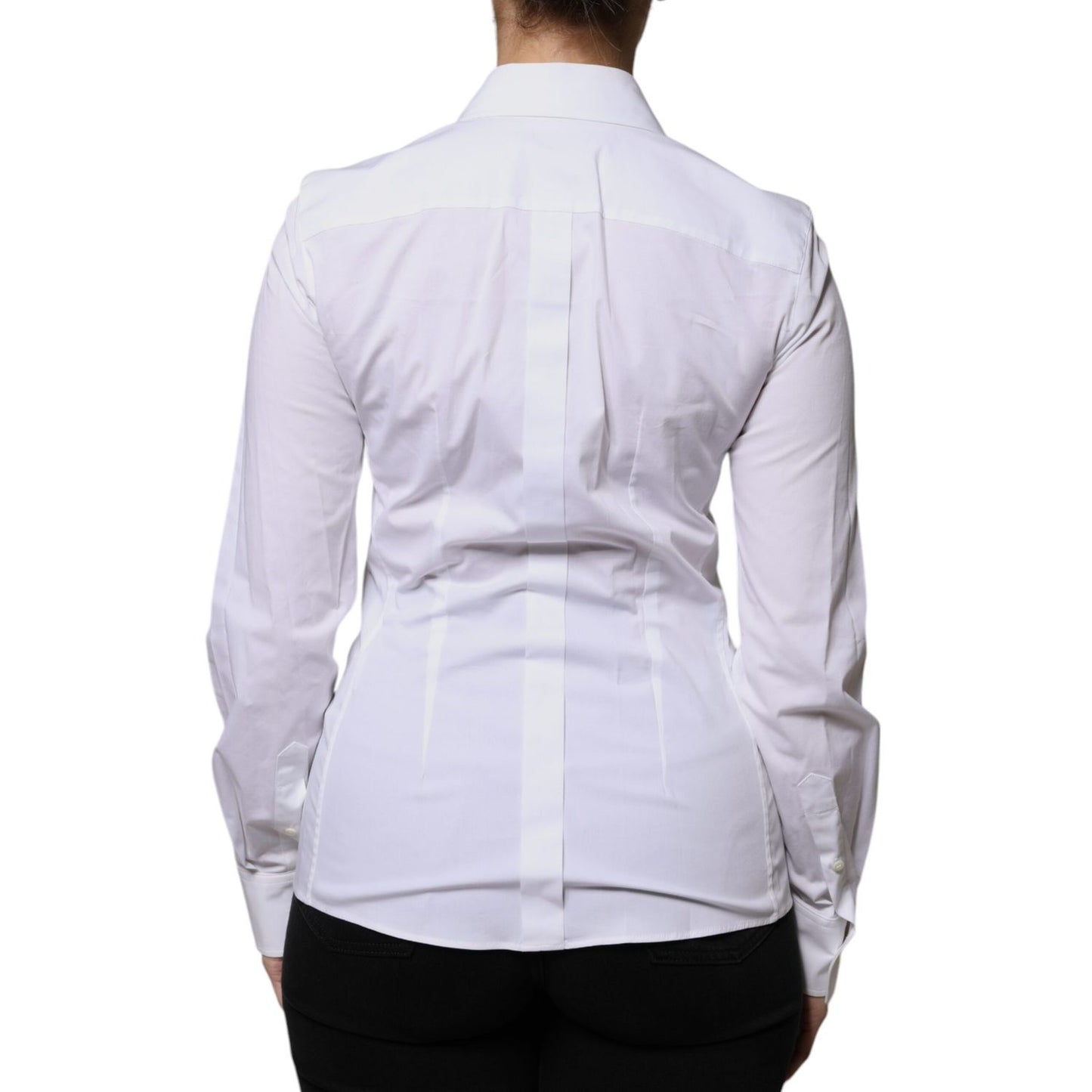 Dolce & Gabbana White Cotton Collared Long Sleeves Shirt Top
