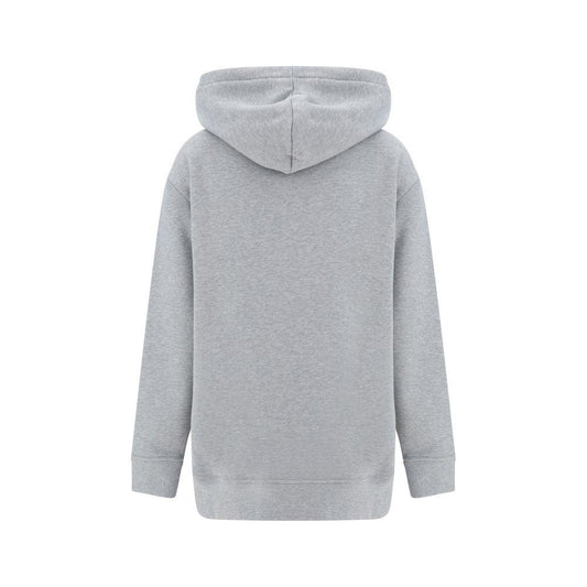 Back view of grey Fendi cotton hoodie with hood, ribbed cuffs and hem, showcasing minimalist design.