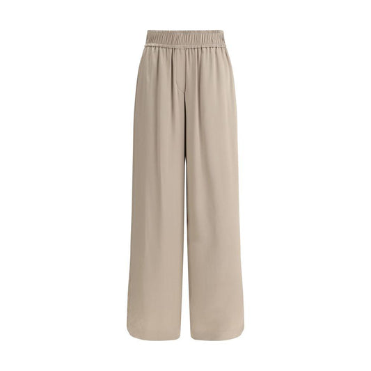 Brunello Cucinelli Silk Palazzo Pants with Elastic Waistband and Back Welt Pockets for Elegant, Comfortable Fit