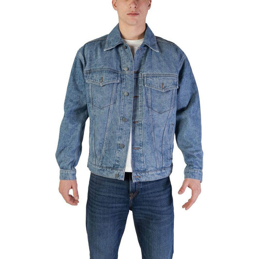 Hugo Boss Light Blue Cotton Jacket Hugo Boss Dim Gray