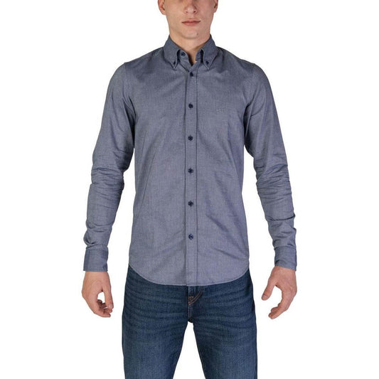 Hugo Boss Blue Cotton Shirt Hugo Boss Dim Gray