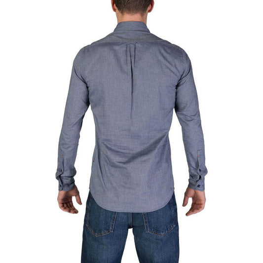 Hugo Boss Blue Cotton Shirt Hugo Boss Dim Gray