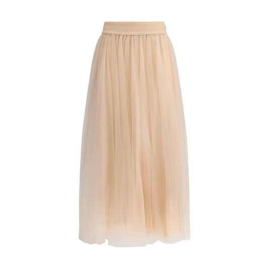 Fabiana Filippi tulle midi skirt with elastic waistband and layered design, perfect for elegant and versatile styling.