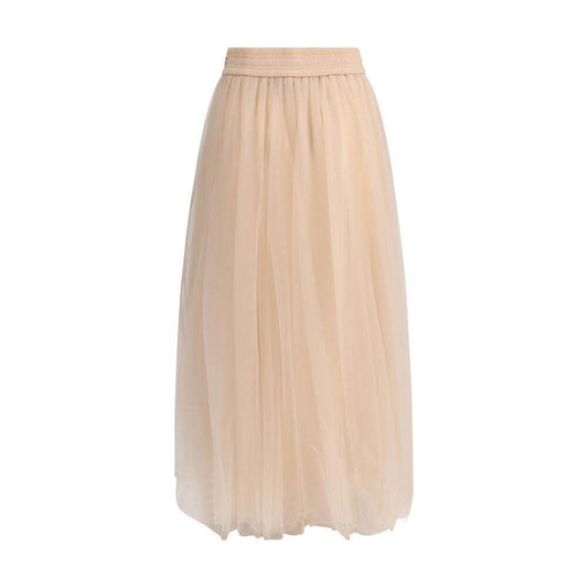 Fabiana Filippi tulle midi skirt with elasticized waistband and layered design, perfect for elegant, feminine outfits.