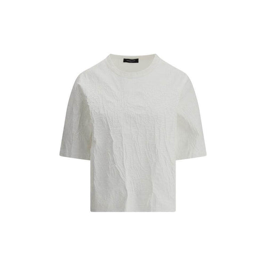 Fabiana Filippi crackle effect cotton T-shirt, monochrome, elegant and versatile design for a casual-chic look, front view.