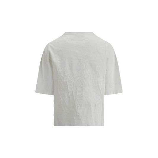 Back view of Fabiana Filippi Crackle T-Shirt featuring elegant monochrome crackle effect design, ideal for a casual-chic look.