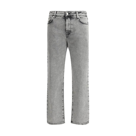 Fabiana Filippi vintage washed-out effect cotton jeans with straight five-pocket style and front button closure.