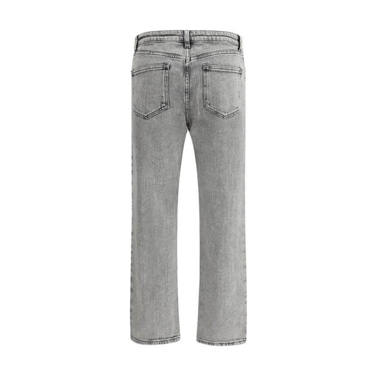 Back view of Fabiana Filippi grey vintage washed-out cotton jeans with straight fit, five-pocket style, and belt loops.