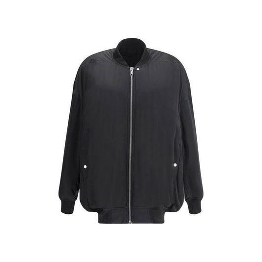 Rick Owens Bomber Jacket with double-slider zipper, side pockets, and ribbed collar for a modern, urban look.
