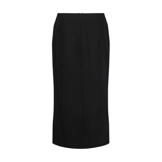 Chloé Virgin Wool Midi Skirt with back zipper, front patch flap pockets, front slit, monochrome pattern, regular fit.