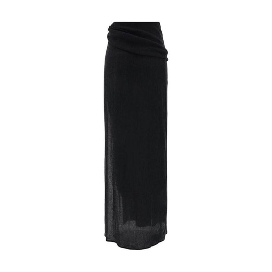 Magda Butrym Pareo Long Skirt with knotted waist, XL pearl, ruched design, ankle-length, monochrome pattern, regular fit.