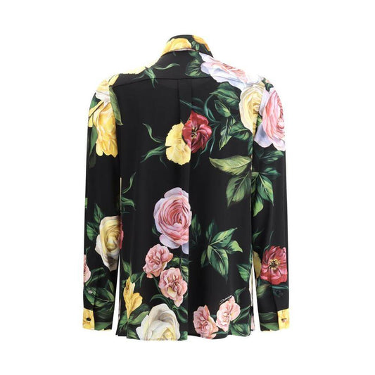 Dolce & Gabbana rose and peony print shirt with vibrant floral design, back view