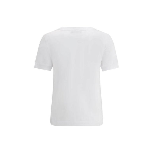 Back view of Dolce & Gabbana white cotton T-shirt with ribbed crew neck and sleeve hem, regular fit.