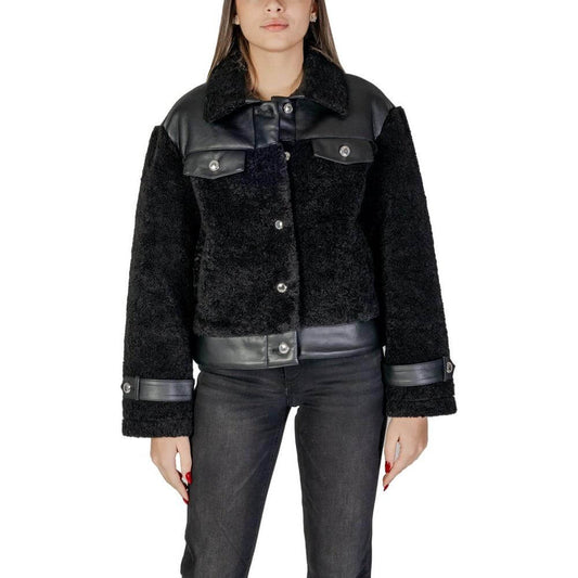 Morgan De Toi black polyester jacket for women, part of Fall/Winter collection, featuring a teddy coat style.