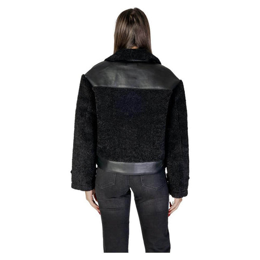 Morgan De Toi women's black polyester jacket and coat, fall/winter collection, back view showing stylish design.