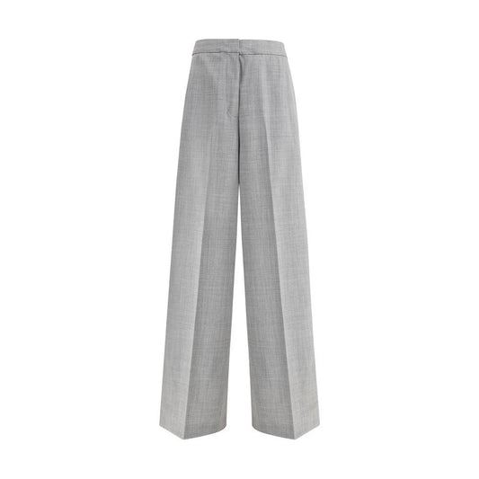 Fabiana Filippi Spoleto Pants in cool bistretch wool with high waist and wide line for elegant silhouette, front zipper, made in Italy.