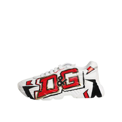 Dolce & Gabbana White Daymaster Hand Painted Sneakers Shoes