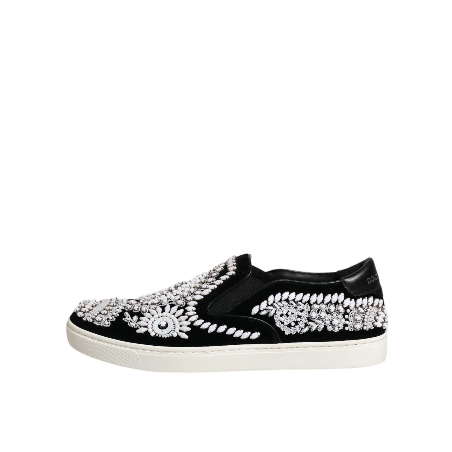 Dolce & Gabbana Black Embellished London Men Slip On Shoes