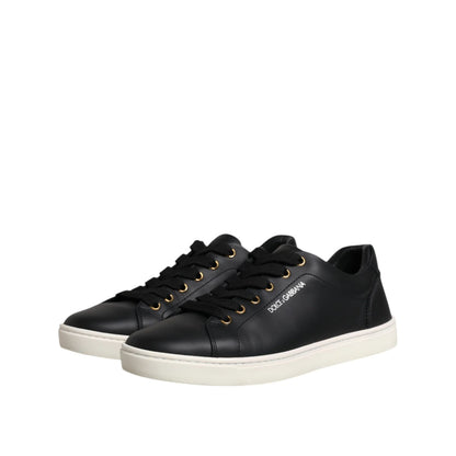 Dolce & Gabbana Black Leather Logo London Sneaker Shoes