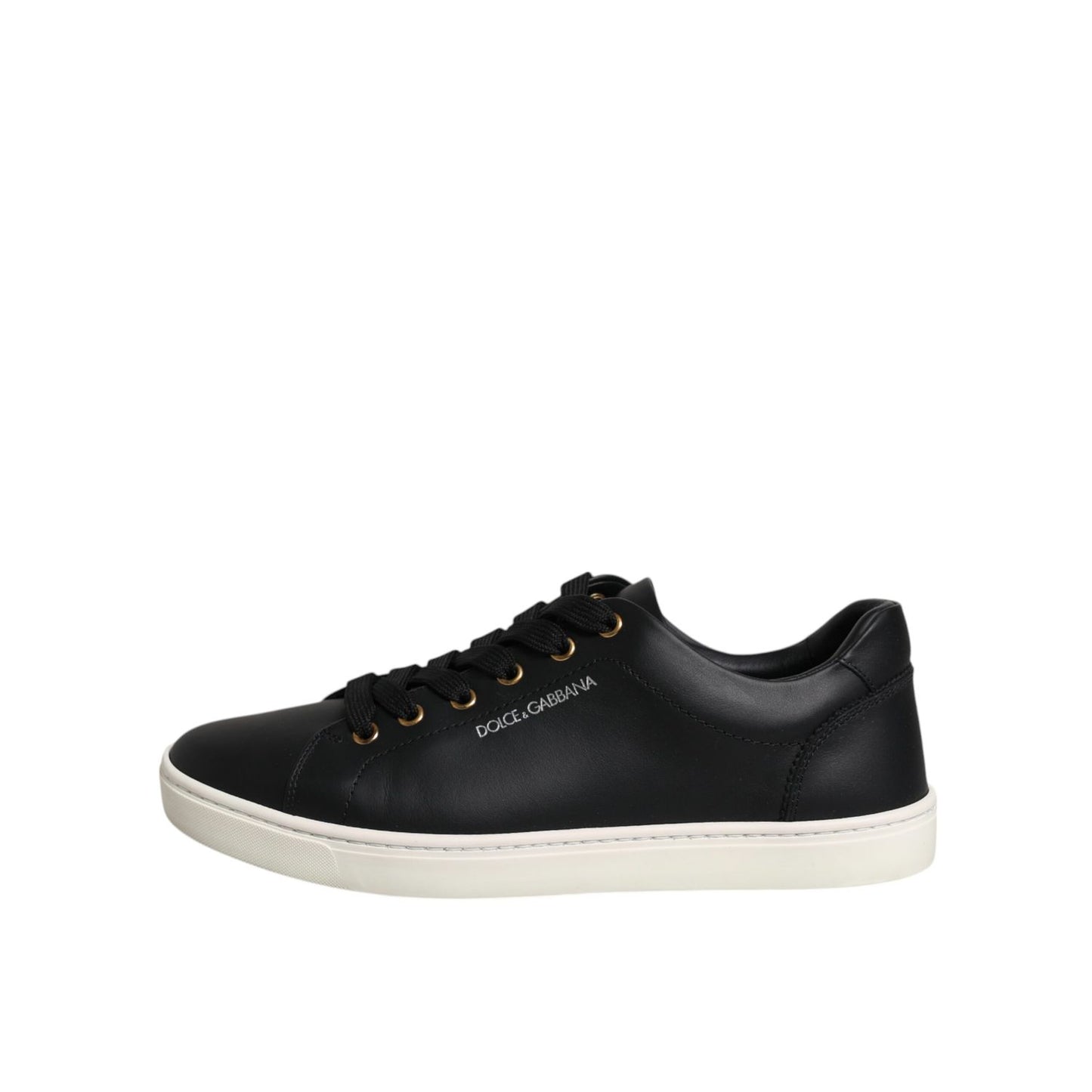 Dolce & Gabbana Black Leather Logo London Sneaker Shoes