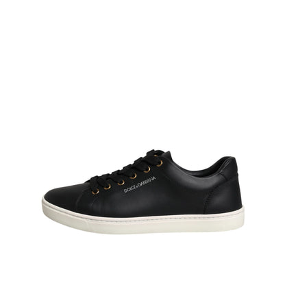 Dolce & Gabbana Black Leather Logo London Sneaker Shoes