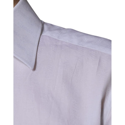 Dolce & Gabbana White Cotton Slim Fit Formal GOLD Dress Shirt