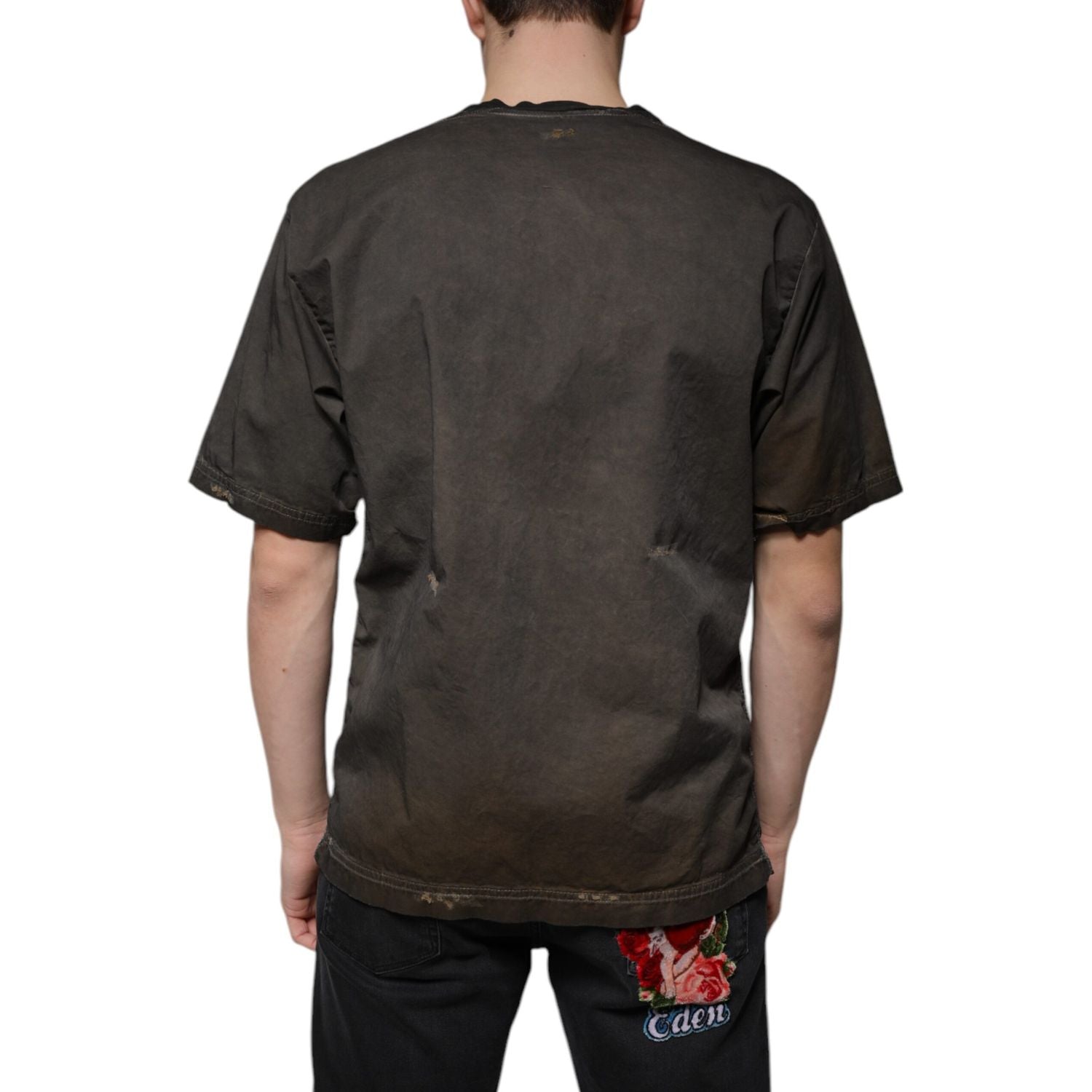 Dolce & Gabbana Brown Graphic Print Cotton Round Neck T-shirt