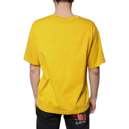 Dolce & Gabbana Yellow Cotton V-neck Short Sleeves T-shirt