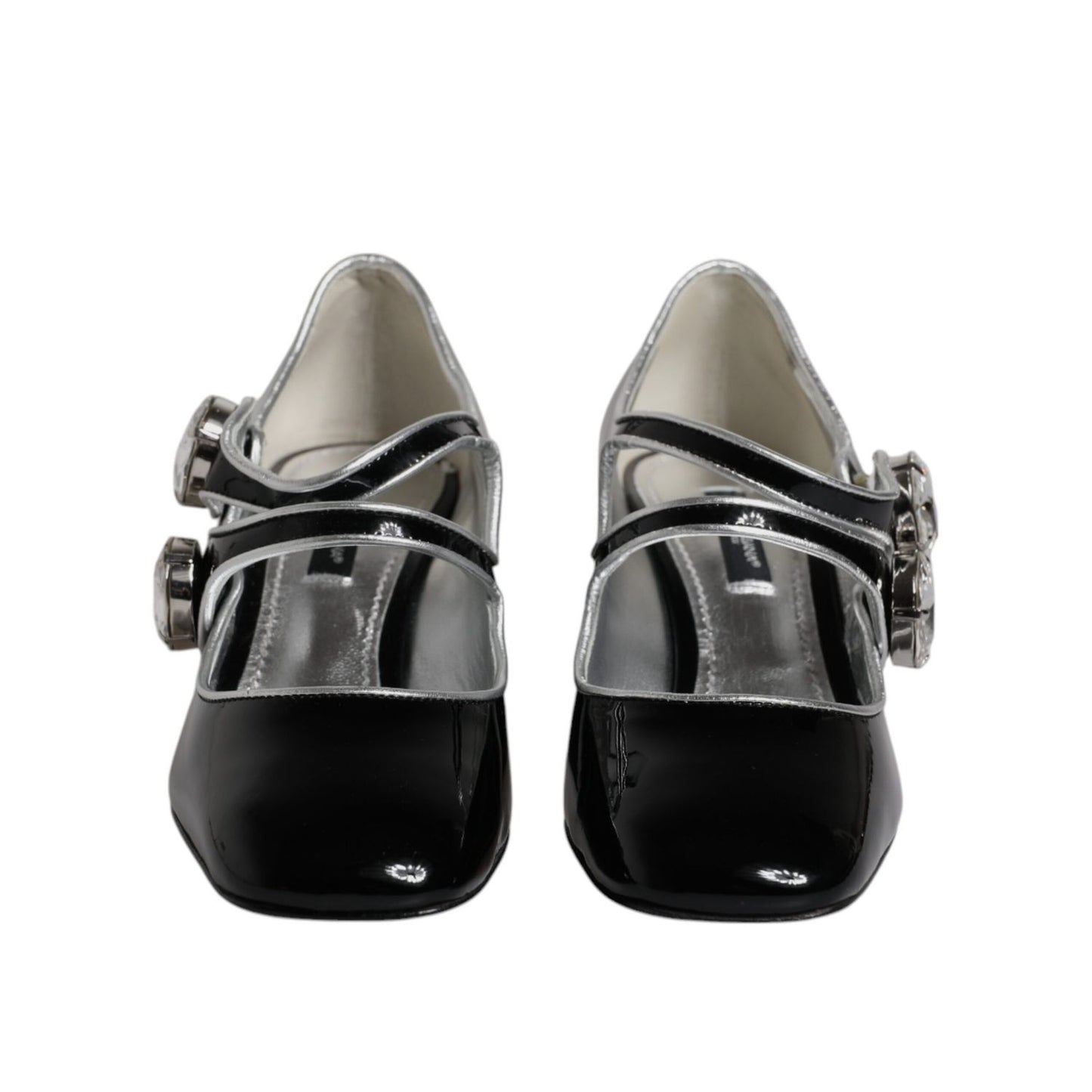 Dolce & Gabbana Black Patent Leather Crystal Mary Jane Pumps Shoes