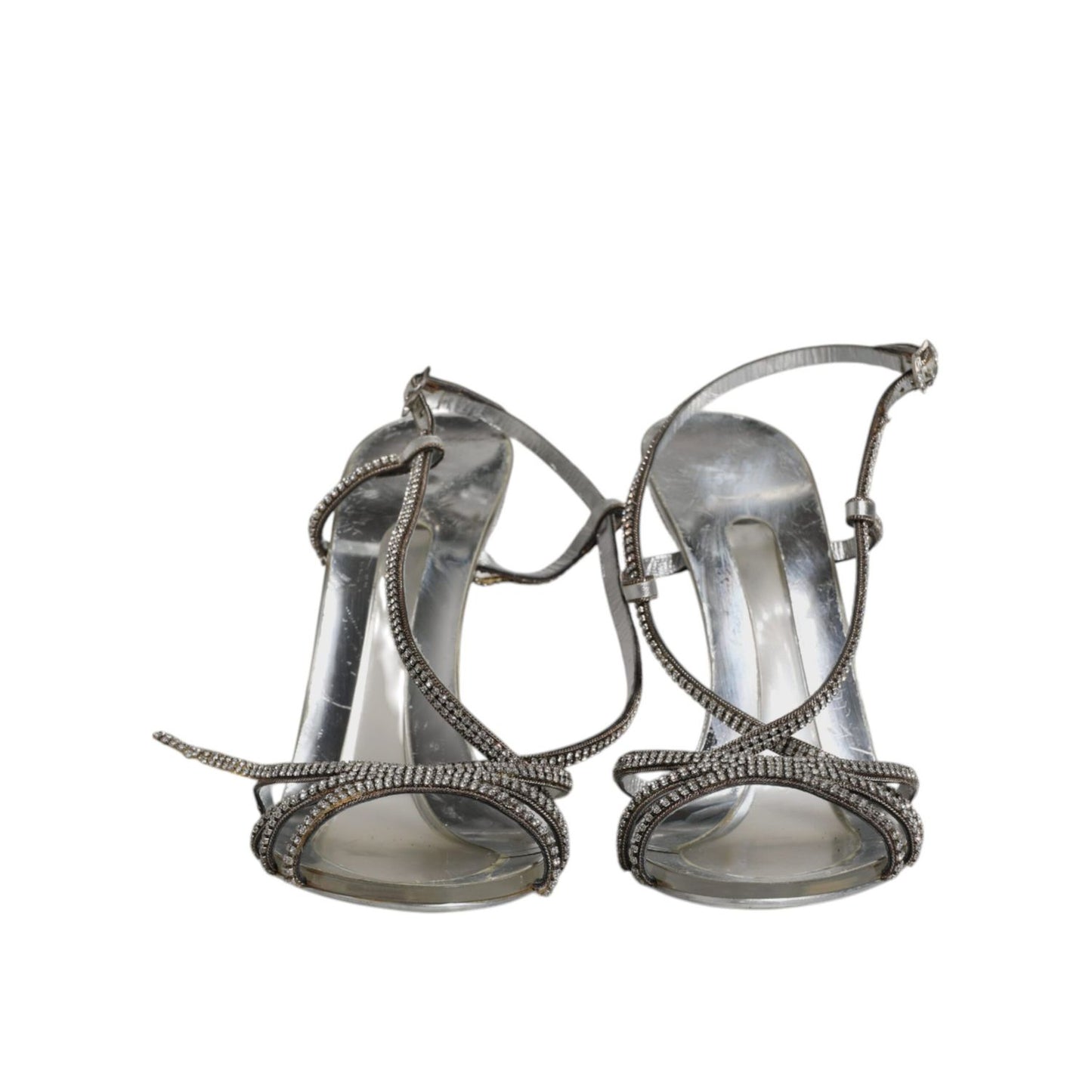 Dolce & Gabbana Silver Crystal Slingback KEIRA Sandals Shoes