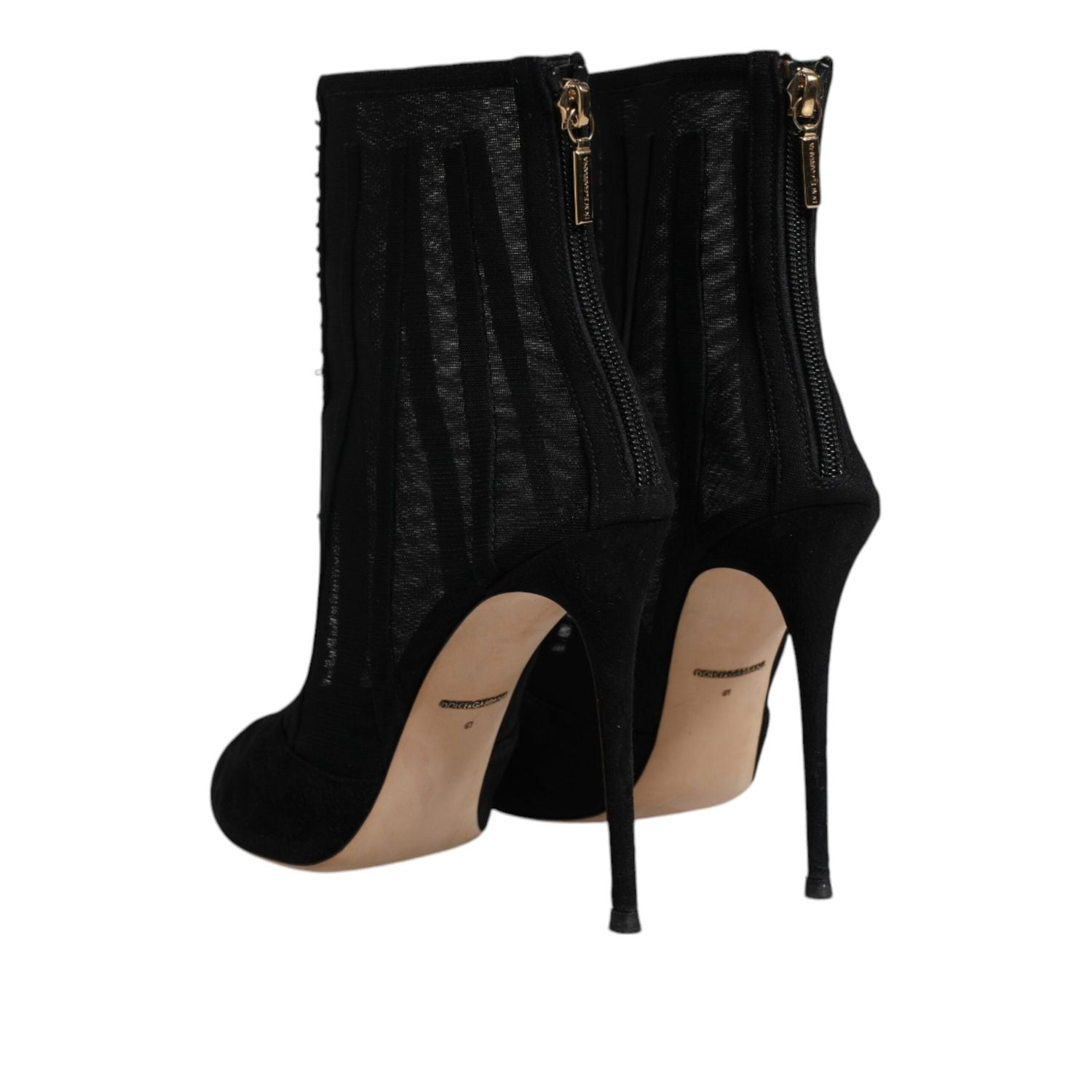 Dolce & Gabbana Black Mesh Stiletto Heels Ankle Boots Shoes
