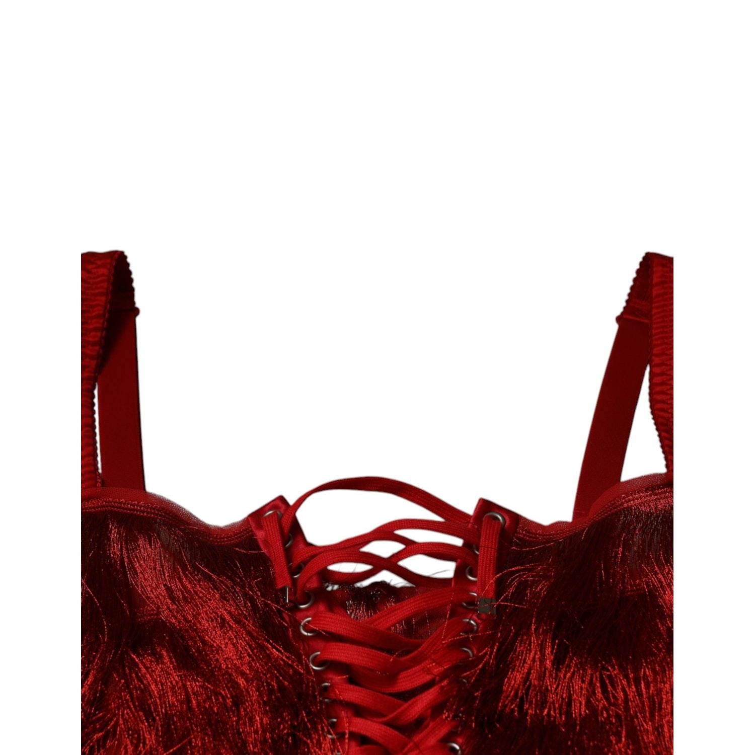 Dolce & Gabbana Red Lace Tassel Sleeveless Sheath Mini Dress