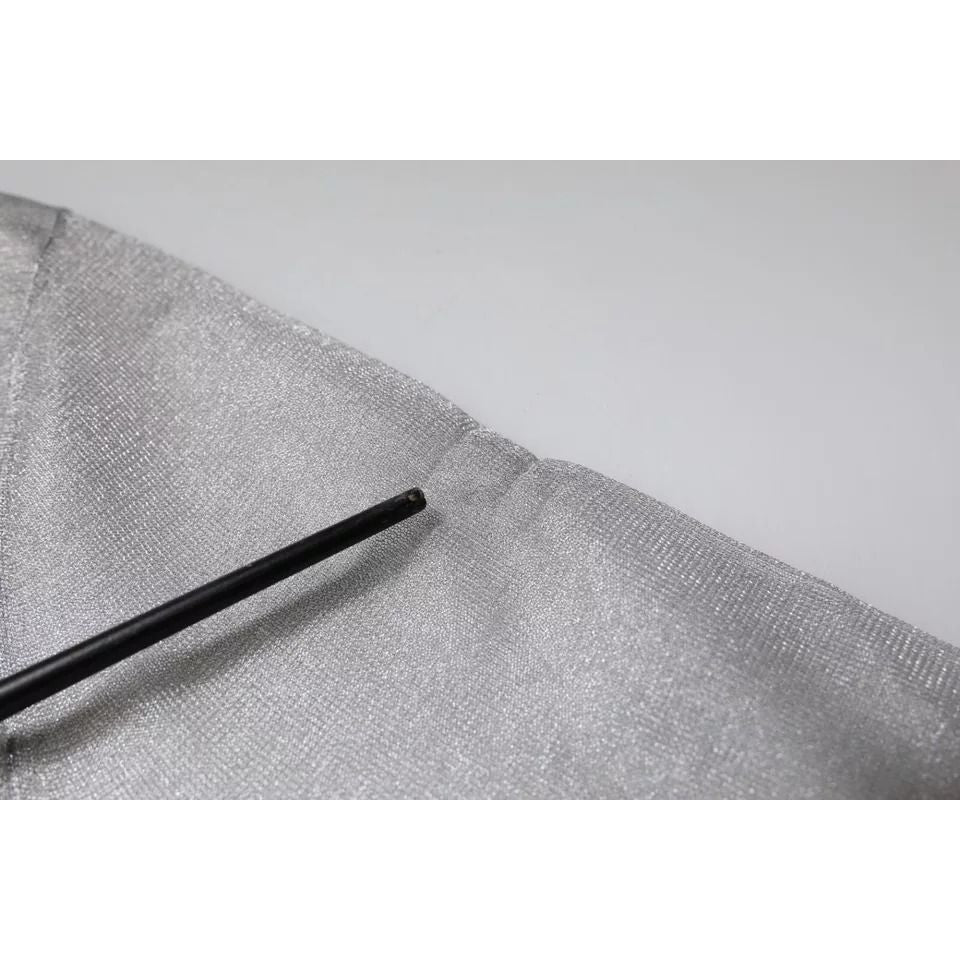 Dolce & Gabbana Grey Mesh Turtleneck Long Sleeve Blouse Top