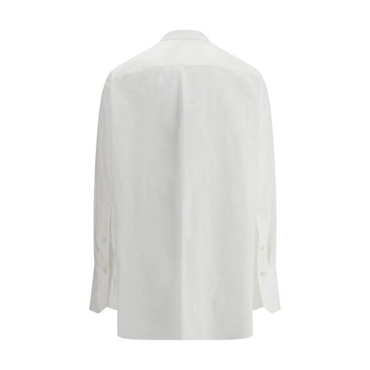 Back view of Alexander McQueen cotton shirt with mandarin collar and transparent stones for an elegant, minimalist look.