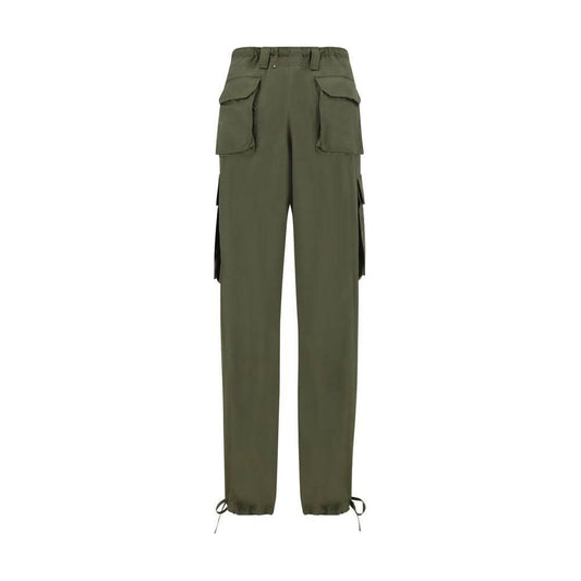 Golden Goose cargo pants with wide-leg design, adjustable drawstring waist, cargo pockets, and monochrome pattern.