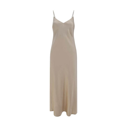 Alt Tag: Monochrome F.IT dress with thin straps and V-neck, foot-length slim fit perfect for elegant occasions.