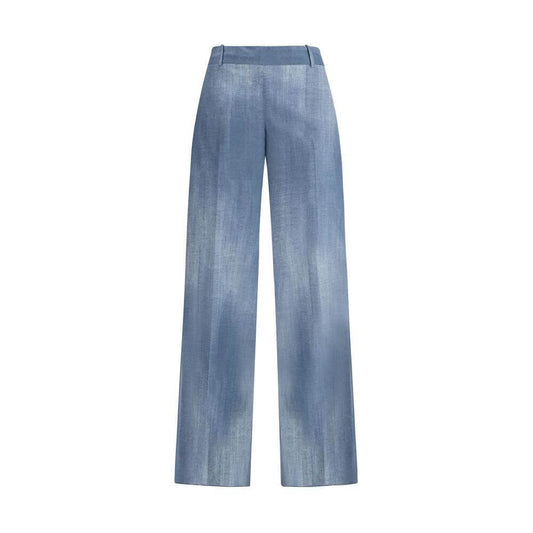 Ermanno Scervino blue Marocain palazzo pants with belt loops and side zipper for elegant, comfortable style.