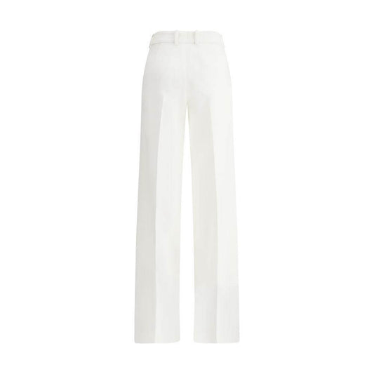 Back view of Ermanno Scervino Cady Pants showcasing high waist and wide leg in white for a sophisticated modern look.