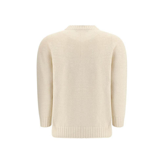 Back view of Fabiana Filippi cotton cardigan with ribbed hem and crew neck, stylish and versatile for a casual-chic look.