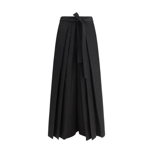 Fabiana Filippi relaxed fit wide-leg pants with front pleats and knotted sash, featuring elegant design and side welt pockets.