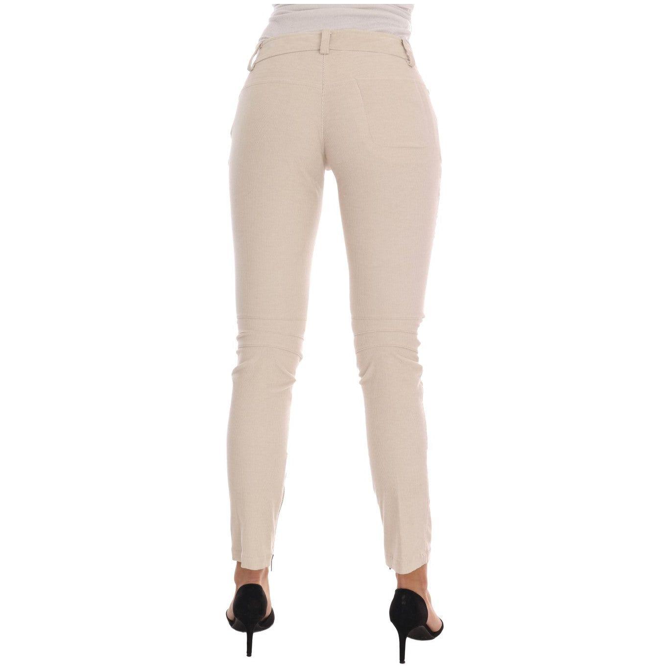 بنطال Ermanno Scervino Chic Beige Corduroy Skinny Slim Fit