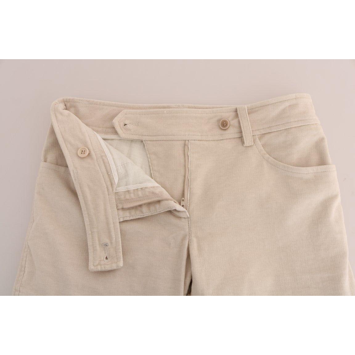 بنطال Ermanno Scervino Chic Beige Corduroy Skinny Slim Fit